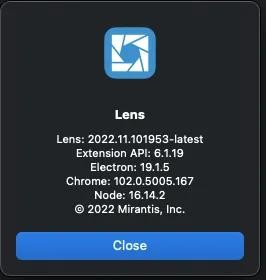 Screenshot of the About Lens view