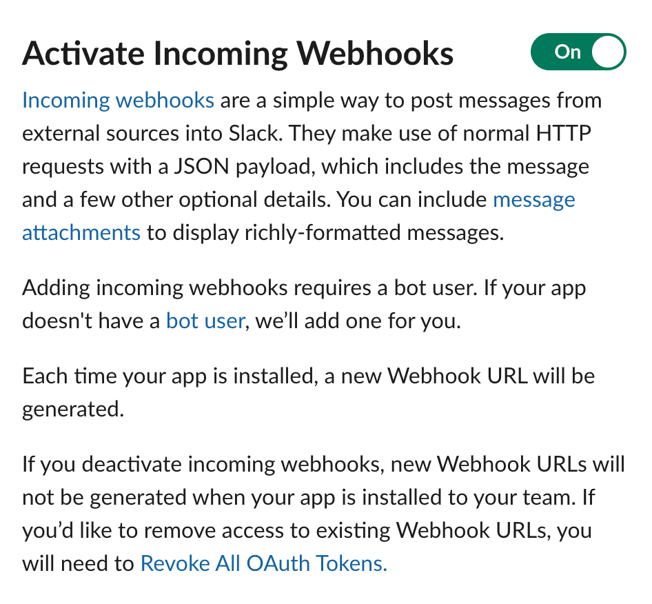 Activate Incoming Webhooks