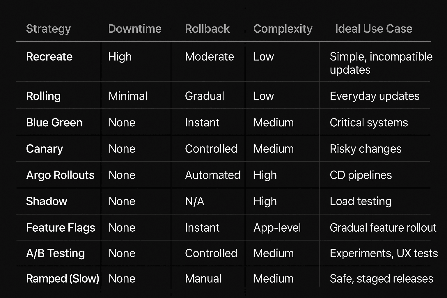Strategy comparison